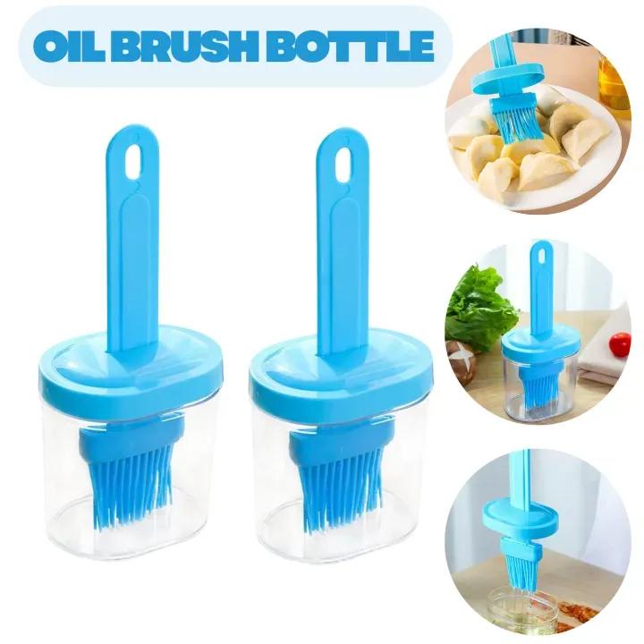 2-in-1 Oil Brush Bottle Dispenser for Cooking & BBQ – Silicone Basting Brush with Oil Container