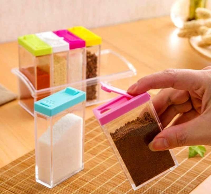 6-Piece Slider Spice Jar Set with Tray & Lids – Portable Kitchen Seasoning Organizer | Durable PP+PS Plastic Spice Container Set - Image 2