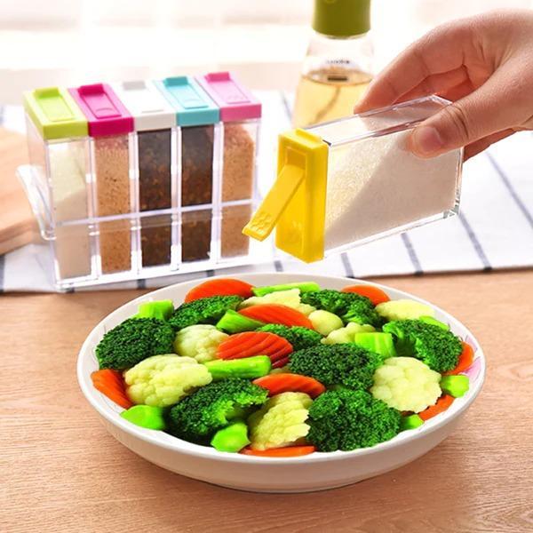 6-Piece Slider Spice Jar Set with Tray & Lids – Portable Kitchen Seasoning Organizer | Durable PP+PS Plastic Spice Container Set - Image 3