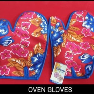 Heat Resistant Floral Cotton Oven Mitts Set – Blue & Pink Kitchen Gloves (Pack of 2)