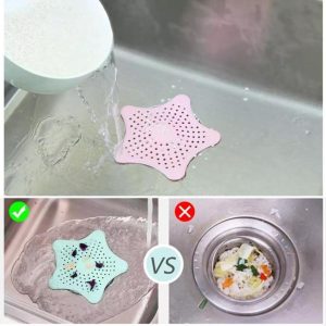 Star Shaped Silicone Kitchen Sink Drain Strainer Set of 3 – Anti-Clog Hair & Food Catcher