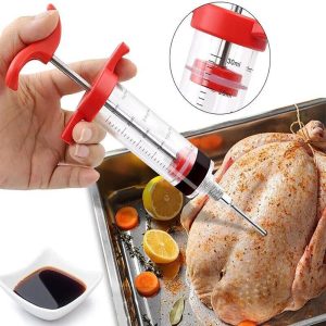 Stylish Red Meat Injector Syringe for Chicken, Turkey & BBQ Marinade – 30ml Capacity Kitchen Seasoning Tool