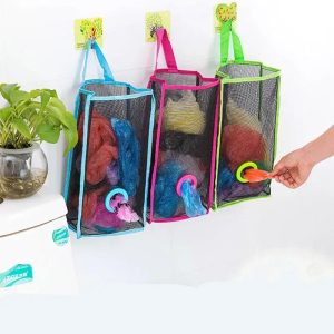 Multicolor Hanging Mesh Storage Bags Set of 3 – Wall Mounted Organizer for Kitchen, Bathroom & Closet Storage