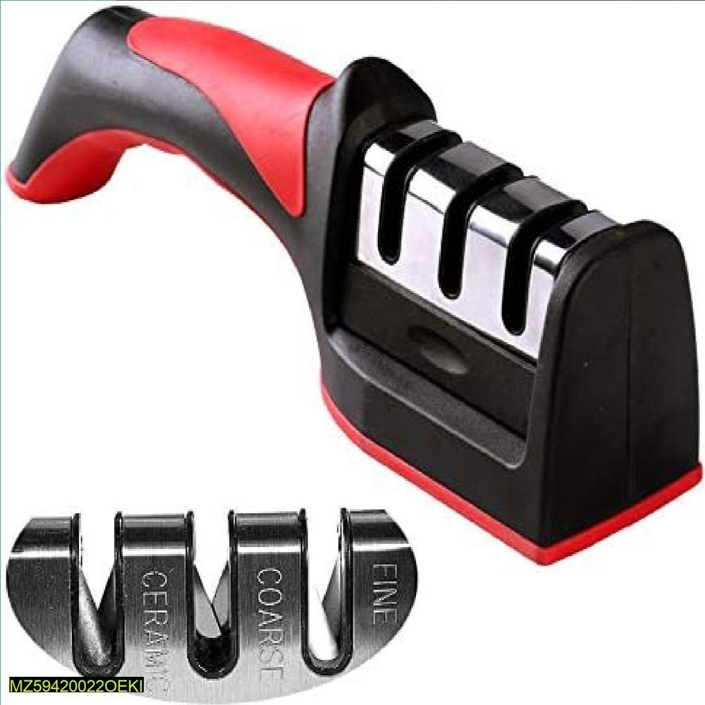 3-in-1 Stainless Steel Knife Sharpener – Professional Multi-Stage Kitchen Blade Sharpening Tool | Black & Red - Image 7