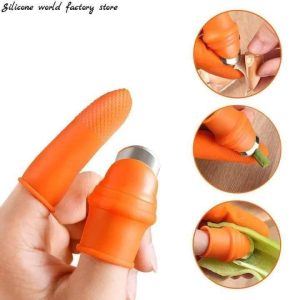 Silicone Thumb Knife Cutter for Garlic & Vegetables – Adjustable Finger Cutter Orange