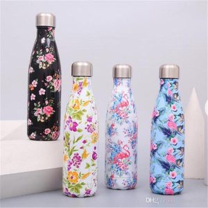 Tropical Floral Stainless Steel Water Bottle 500ml – Double Wall Vacuum Insulated Leak Proof Travel Flask for Office, School & Gym