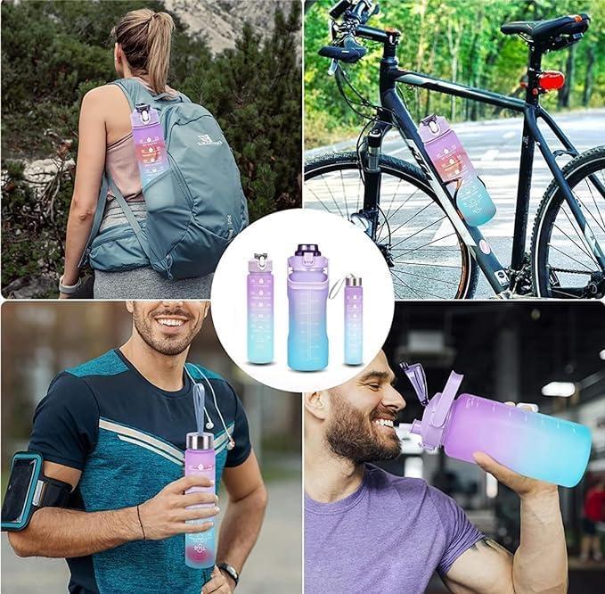 3 Pcs Gradient ABS Vacuum Water Bottles – 500ml Leak-Proof Travel Bottle Set - Image 5