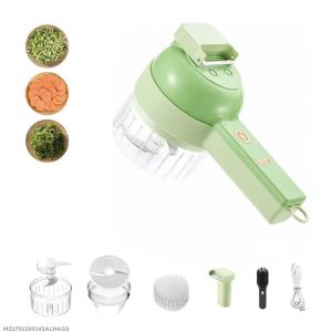 Electric Food Chopper & Vegetable Cutter – Multifunctional Kitchen Processor with Slicing, Grating & Grinding Attachments (Green)