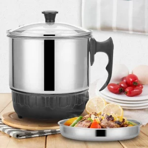 Portable Stainless Steel Electric Multi-Purpose Kettle with Glass Lid – Fast Heating Tea, Coffee & Soup Maker