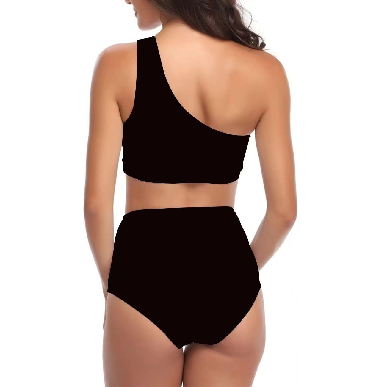 Red One Shoulder High Waist Swim Suit for Women - Image 5