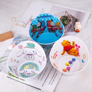 Children Cartoon Melamine Feeding Bowl Set – Cute Kids Food Bowl with Cartoon Characters for Daily Meals
