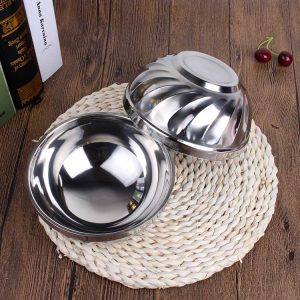 Double Layer Stainless Steel Lily Bowl 18cm – Heat Insulated Kids & Family Serving Bowl