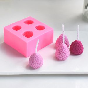Pink 3D Strawberry Silicone Mold for Candles, Cakes & DIY Crafts