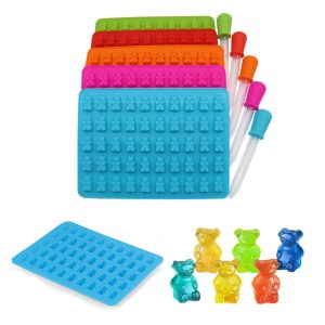 Bear Shape Silicone Mould Set with Droppers – 5 Color Gummy, Chocolate, Candy & Ice Cube Molds