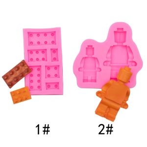 Silicone Molds for Kids Candy & Crafts – Pink Robot & Building Block Design | Food-Grade Non-Stick DIY Chocolate & Clay Molds for Children