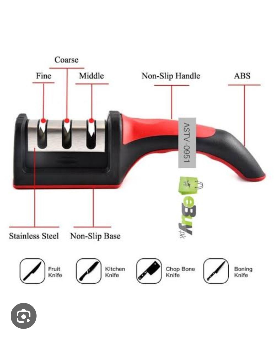 3 in 1 Manual Knife Sharpening Kitchen Accessories Manual Stainless Steel 3 Stage Kitchen Handheld Knife Sharpener - Image 3