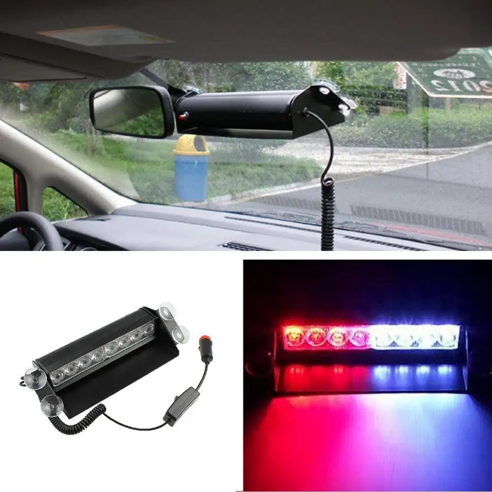 Car LED Red Blue Windshield Dash Emergency Police Strobe Lights - Image 4