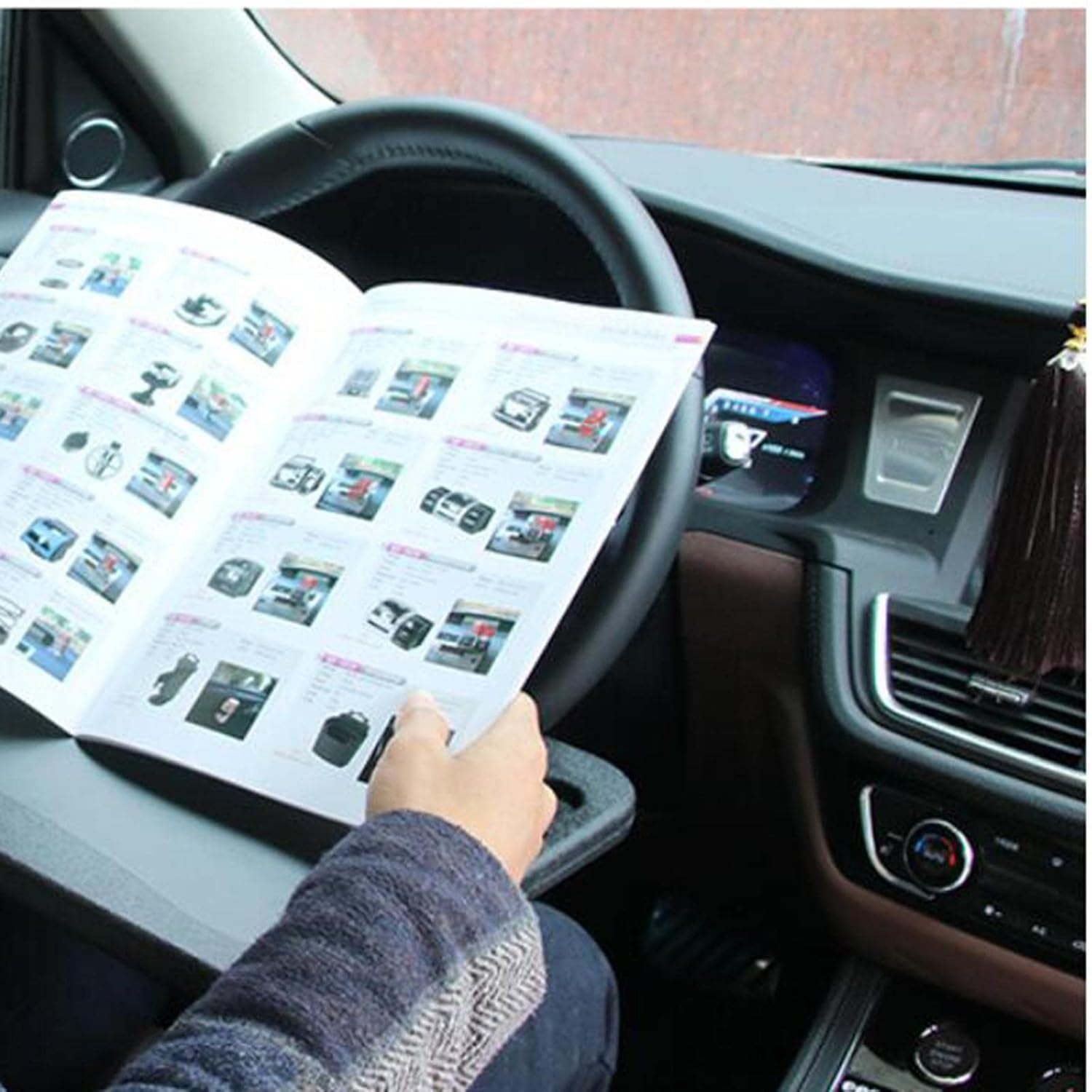 Portable Car Steering Wheel Tray -Multi functional Wheel Desk for Laptop Notebook and Food Steering Wheel Tray - Image 2