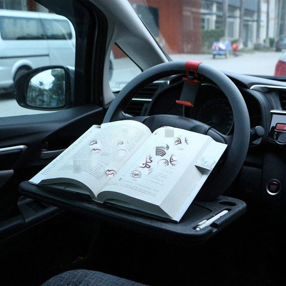 Portable Car Steering Wheel Tray -Multi functional Wheel Desk for Laptop Notebook and Food Steering Wheel Tray