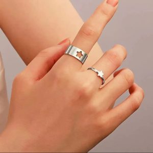 2pc Golden Trendy Star Couple Ring
