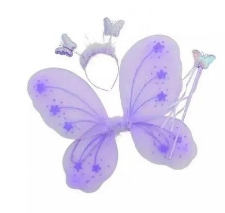 Kids Baby Fairy Wings Fashion Butterfly Wings Dress Up Party 3 pcs set (wing+Stick+ hairband) - Image 4