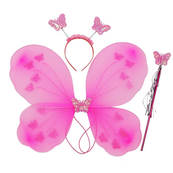 Kids Baby Fairy Wings Fashion Butterfly Wings Dress Up Party 3 pcs set (wing+Stick+ hairband) - Image 5