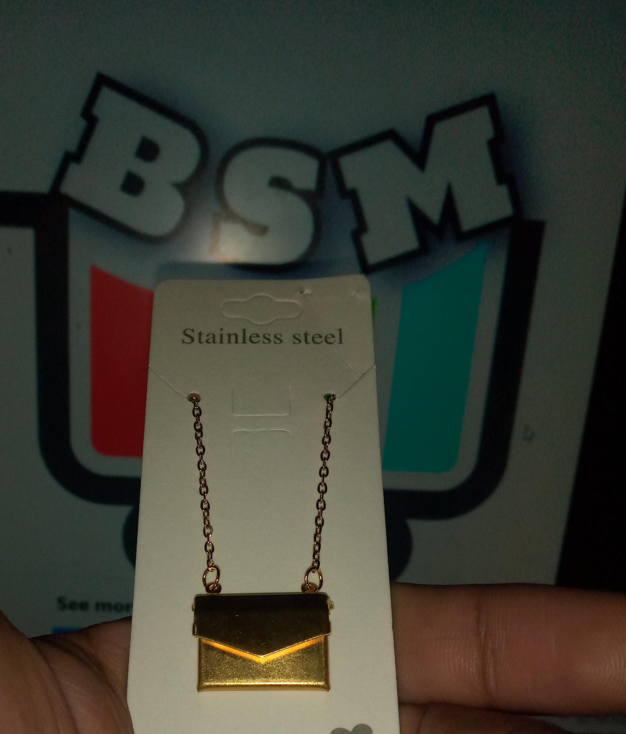 Love Letter Envelop Pendent For Girls - Golden Color - Image 4