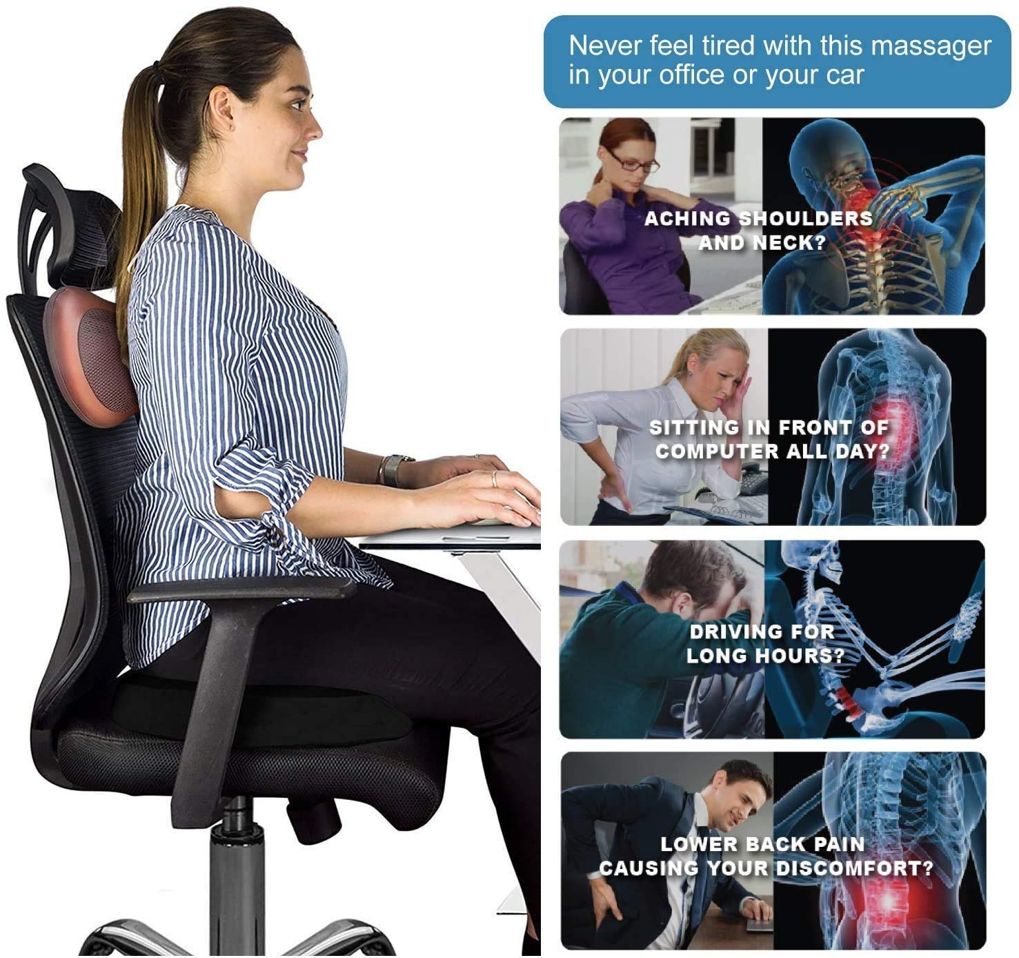 Car Head Massage Pillow Relax Vibrator Electric Shoulder Back Heating Kneading Infrared therapy shiatsu Neck Massager - Image 5