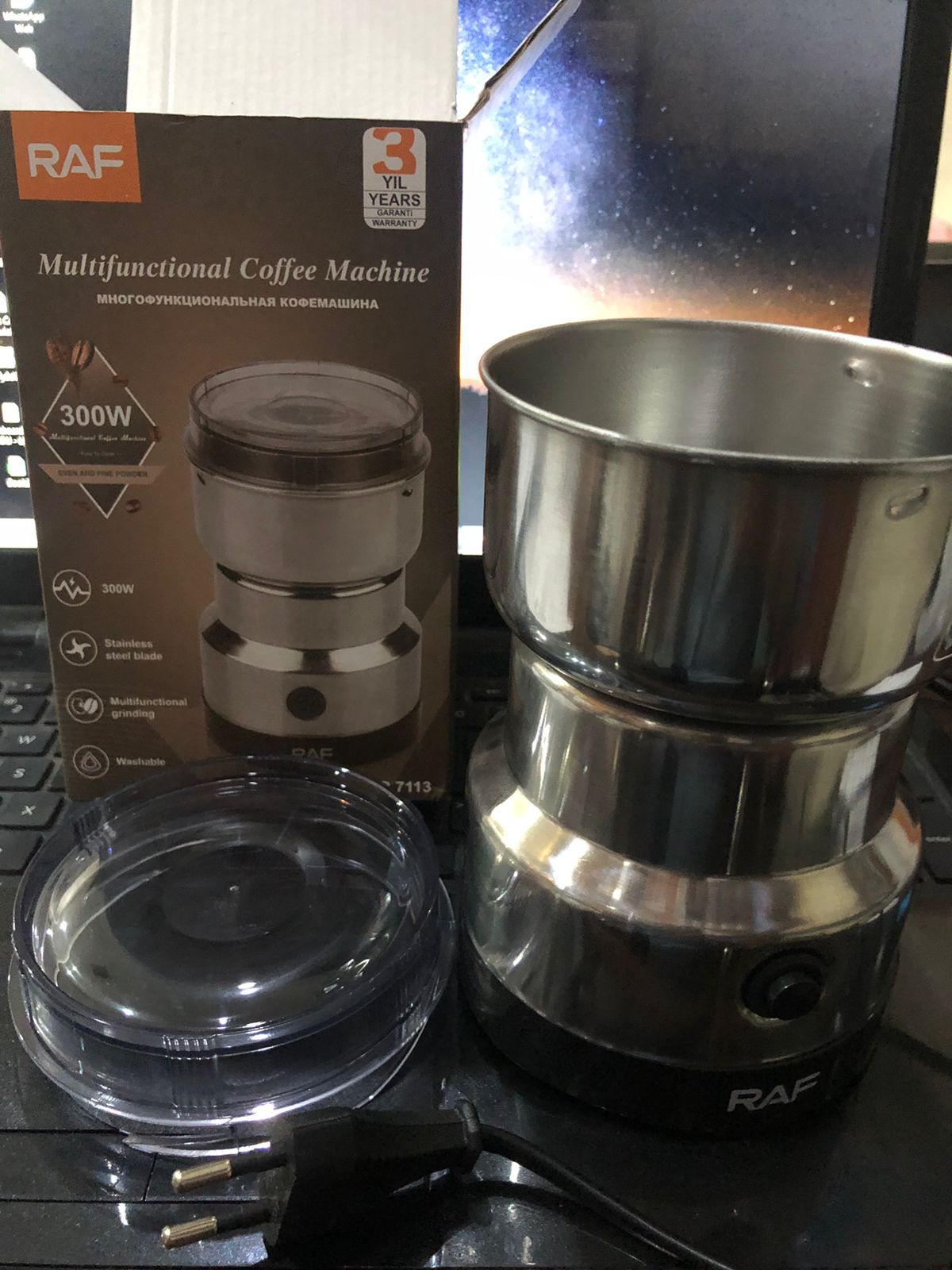 MULTI PURPOSE ELECTRIC COFFEE GRINDER AUTOMATIC COFFEE SPICE GRINBEANDER STAINLESS STEEL - 150 Watts - Image 3