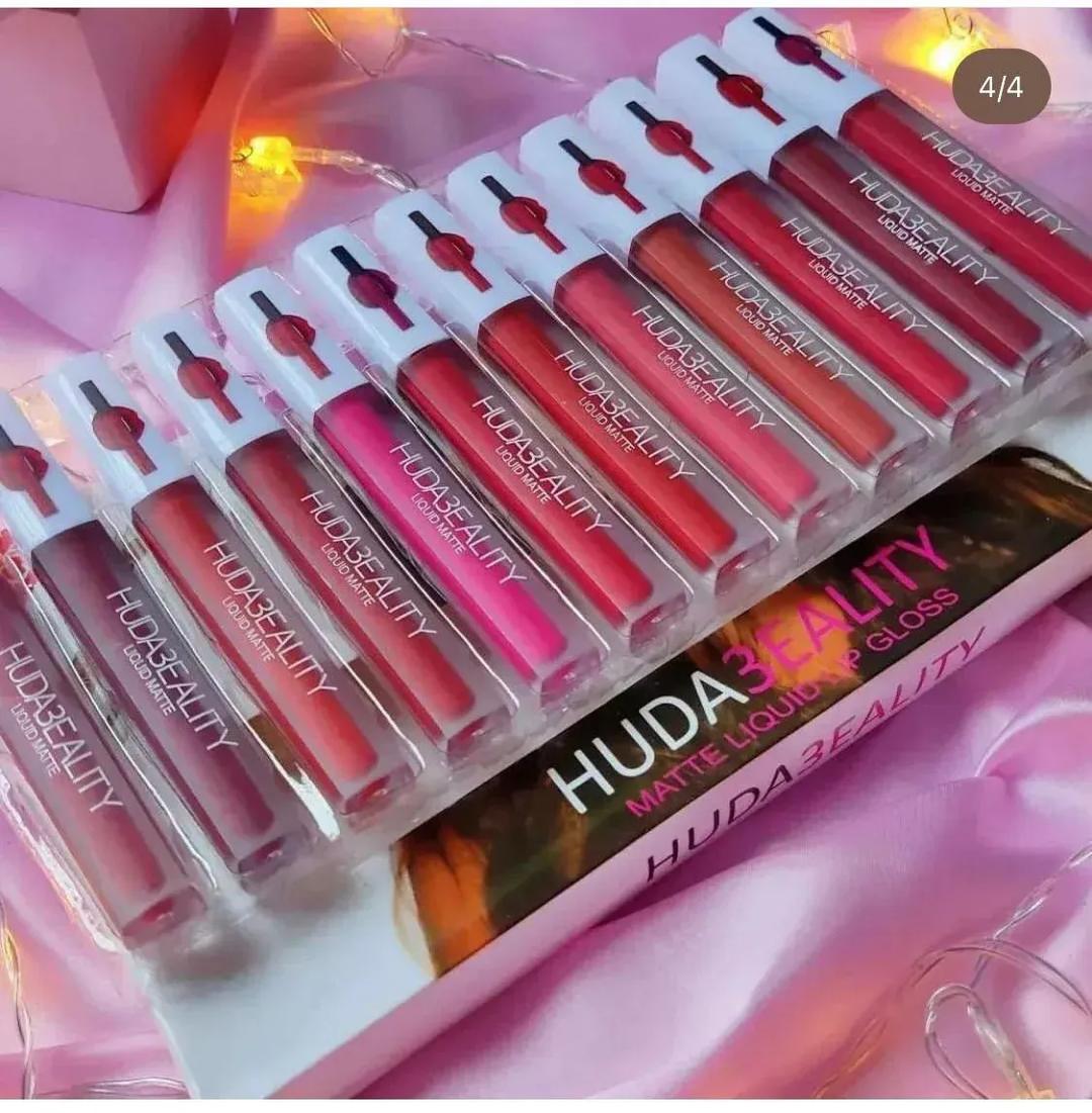 Pack Of 12 Multicolor Lip Gloss Huda Beauty For Girls And Women - Image 2