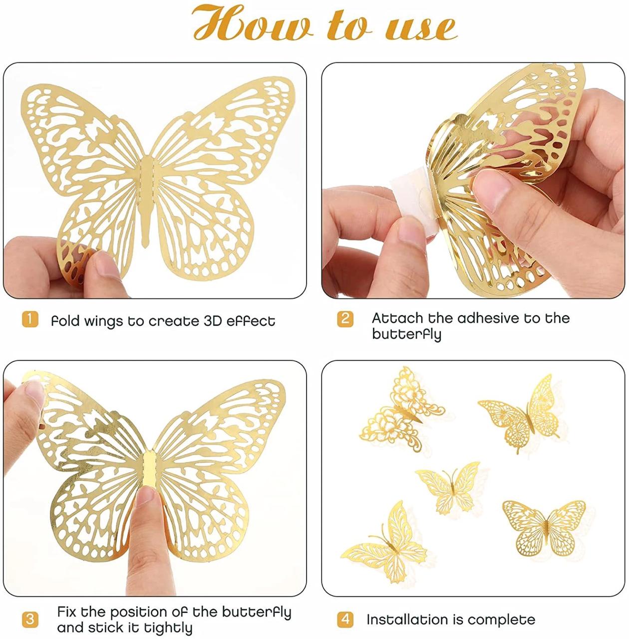 3D Wall Stickers Hollow Butterfly for Kids Rooms Home Wall Decor DIY Fridge stickers Room Decoration - Image 2