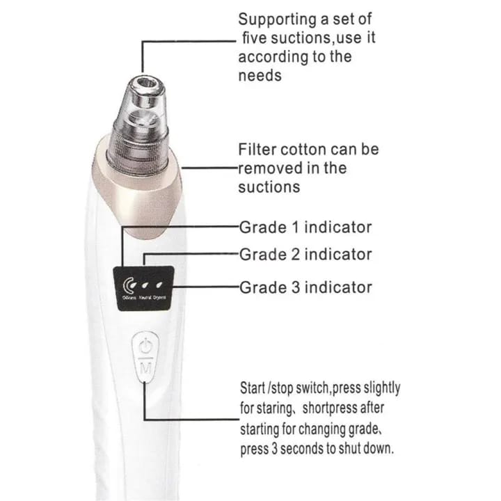 Face Vacuum Suction Blackhead Remover Pore Cleaner | Electric Deep Cleansing Tool for Nose & Face - Image 3