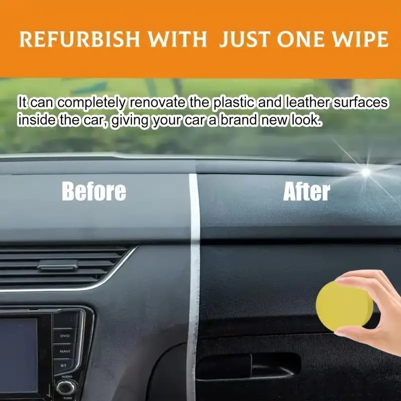 QIFENGHE Car Plastic Restorer - Auto Interior & Panel Renewal Wax Coating Agent Car Wax Car Wax Polish 200gm + sponge - Image 5
