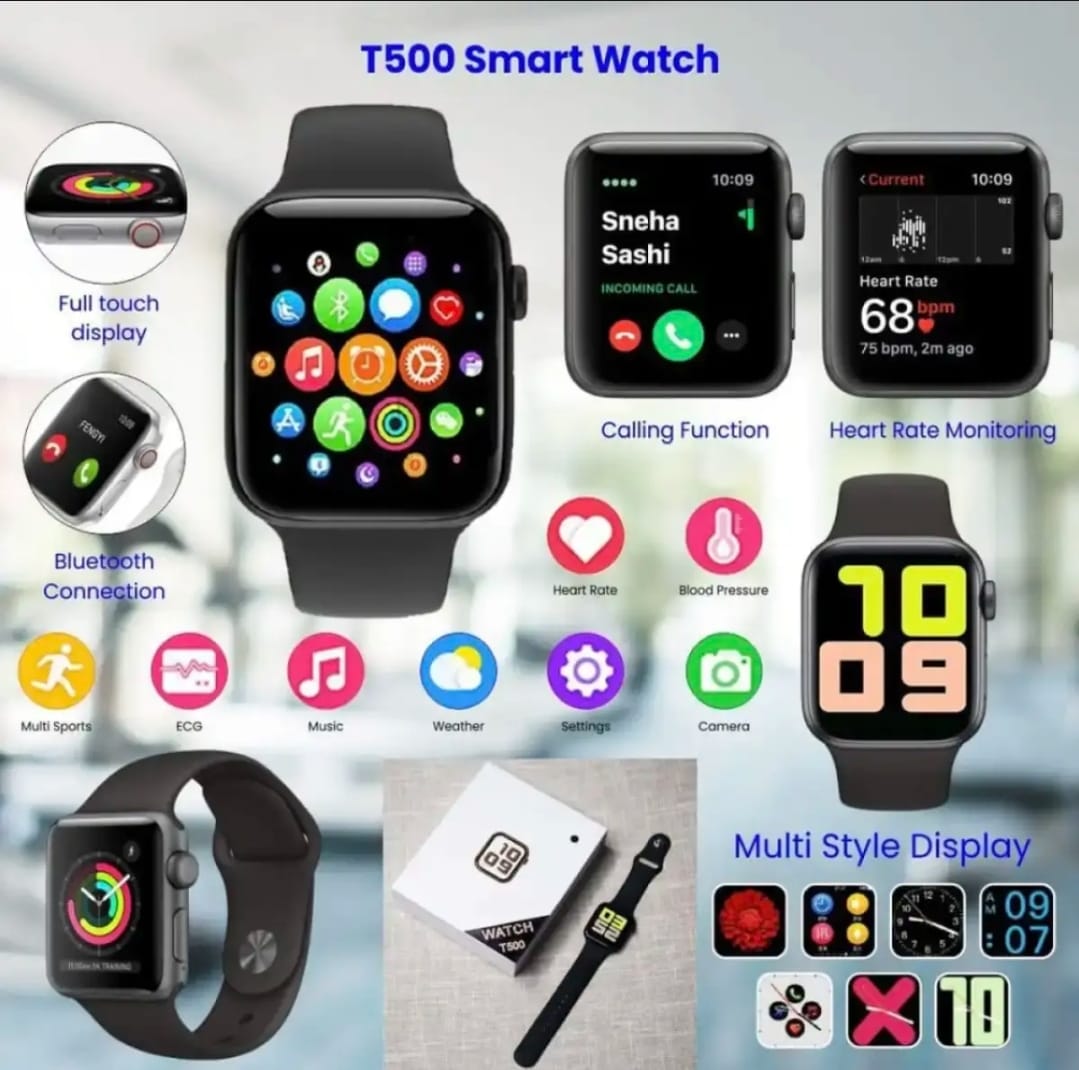 T500 Bluetooth Smart Watch Heart rate monitor Sports fitness tracking for Men and Women (Random Color) - Image 5
