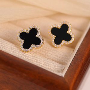 Stainless steel Flower zircon studs Earrings