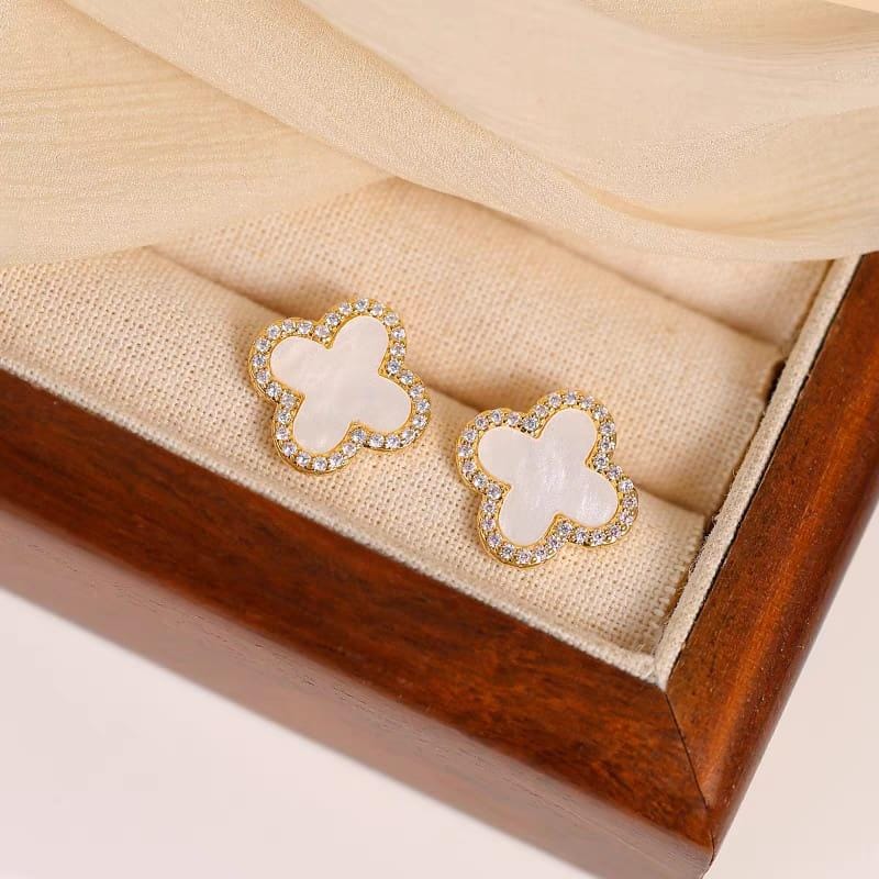 Stainless steel Flower zircon studs Earrings - Image 3
