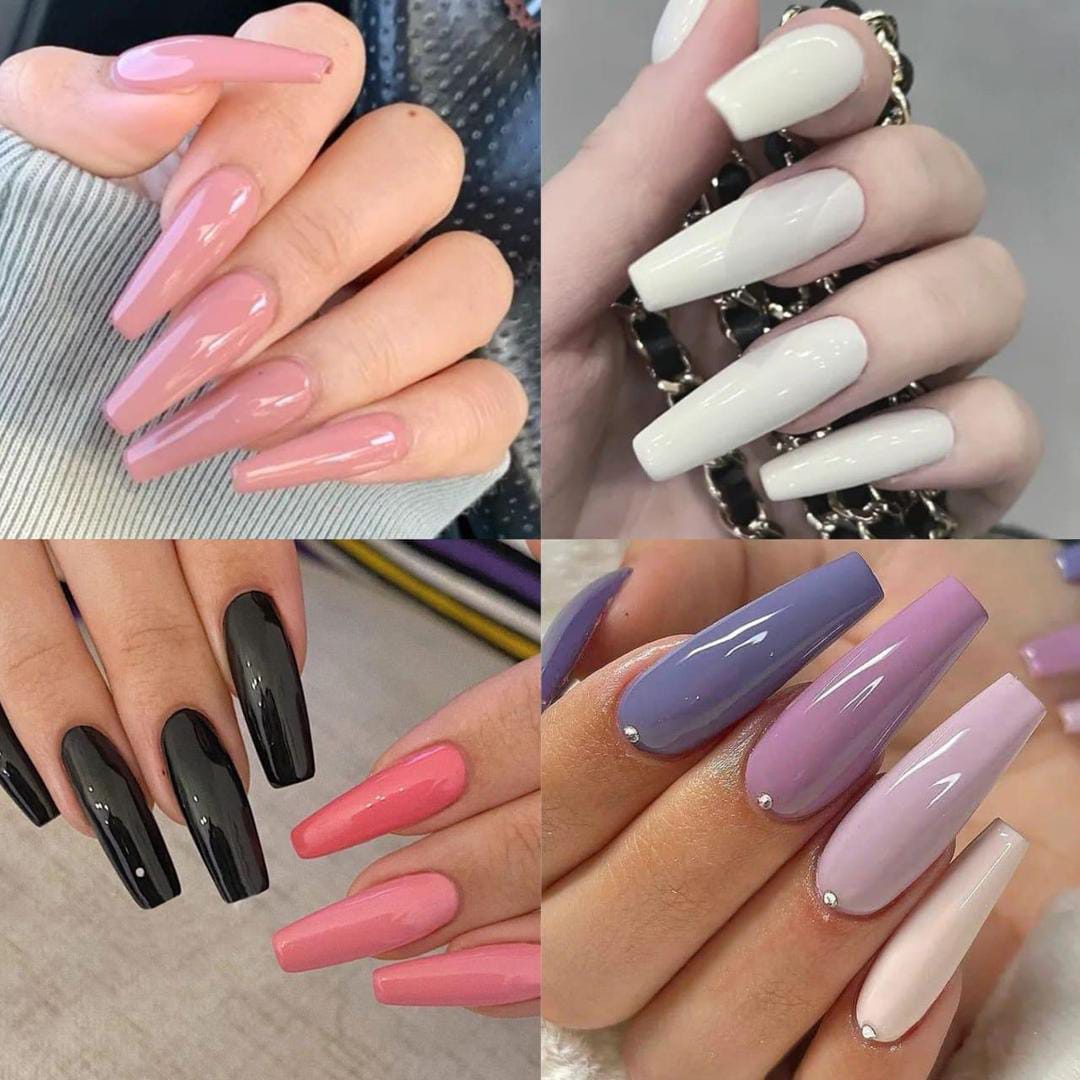 Artificial Nails 144 pcs With Nail Glue, Beautiful Fancy Fake Nails (Random color) - Image 2