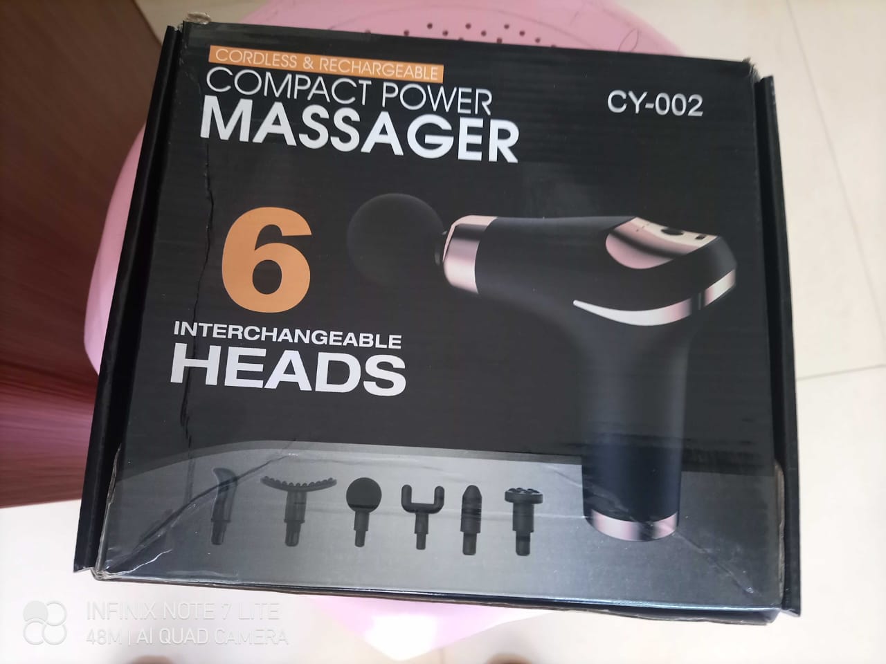 Compact Power Massager Gun with 6 Interchangable heads CY-002 - Image 4