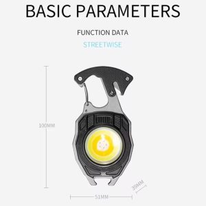 Multifunction Keychain COB Work Lights Strong Magnet Mini Torch with Cigarette Lighter Screwdriver USB Rechargeable Flashlight (Random color)