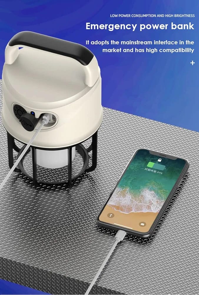 Portable Camping Lights with 4 Lighting Modes, Torch Mode, USB Rechargeable Camping hiking Lantern with Hook, Waterproof Tent Light - Image 3