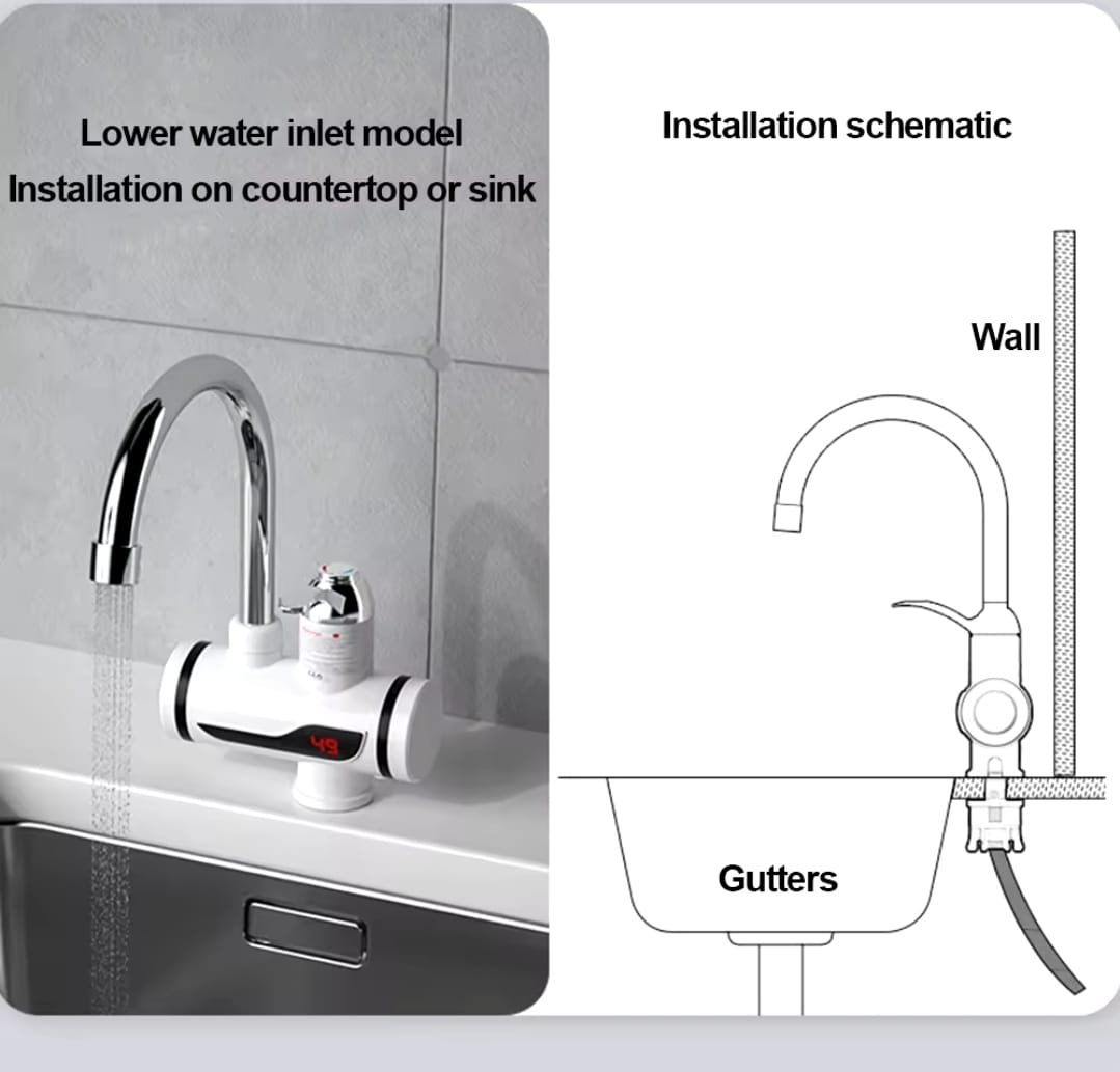 Hot Water Tap Instant Heating Electric Water Heater Faucet With Digital Display And Shower Head For Kitchen And Bathroom (Without Shower) - Image 3