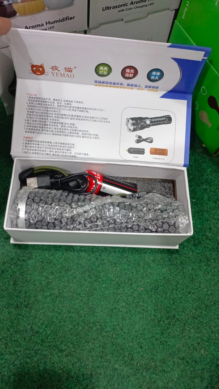 P 90 Super Light Rechargeable Flashlight High Lumens, High Power Led Flashlight, YM A72 P90 Powerful with Zoomable, Waterproof, Flashlight for Camping, Hiking, Emergencies - Image 3