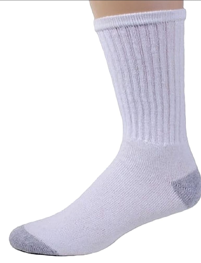 Pack of 6 pairs white socks Gents full length socks