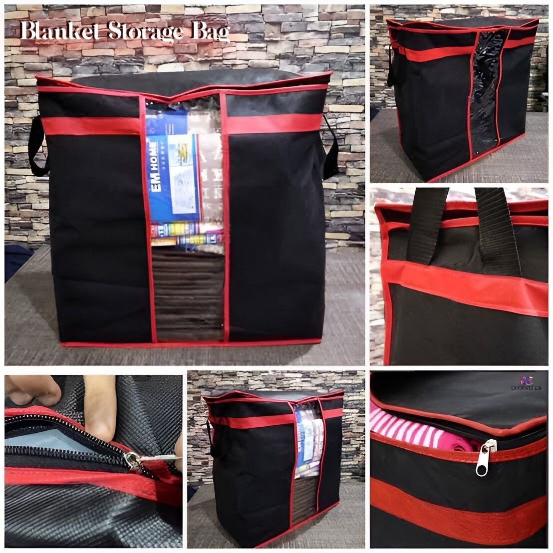 Black Storage Blanket Bag Organizer Folding Bag Organizer, Cloth Storage Boxes For Wardrobe - Image 4