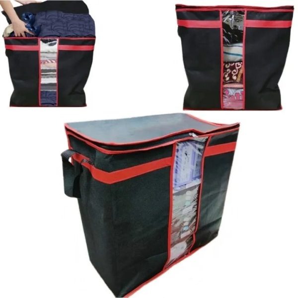 Black Storage Blanket Bag Organizer Folding Bag Organizer, Cloth Storage Boxes For Wardrobe - Image 2