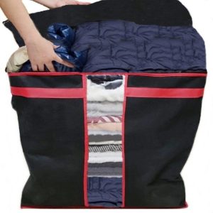Black Storage Blanket Bag Organizer Folding Bag Organizer, Cloth Storage Boxes For Wardrobe