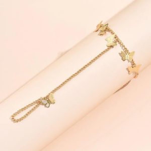 Beautiful Butterfly Hand Charm Bracelet for Girls Elegant Alloy Bracelet (Golden & Silver)