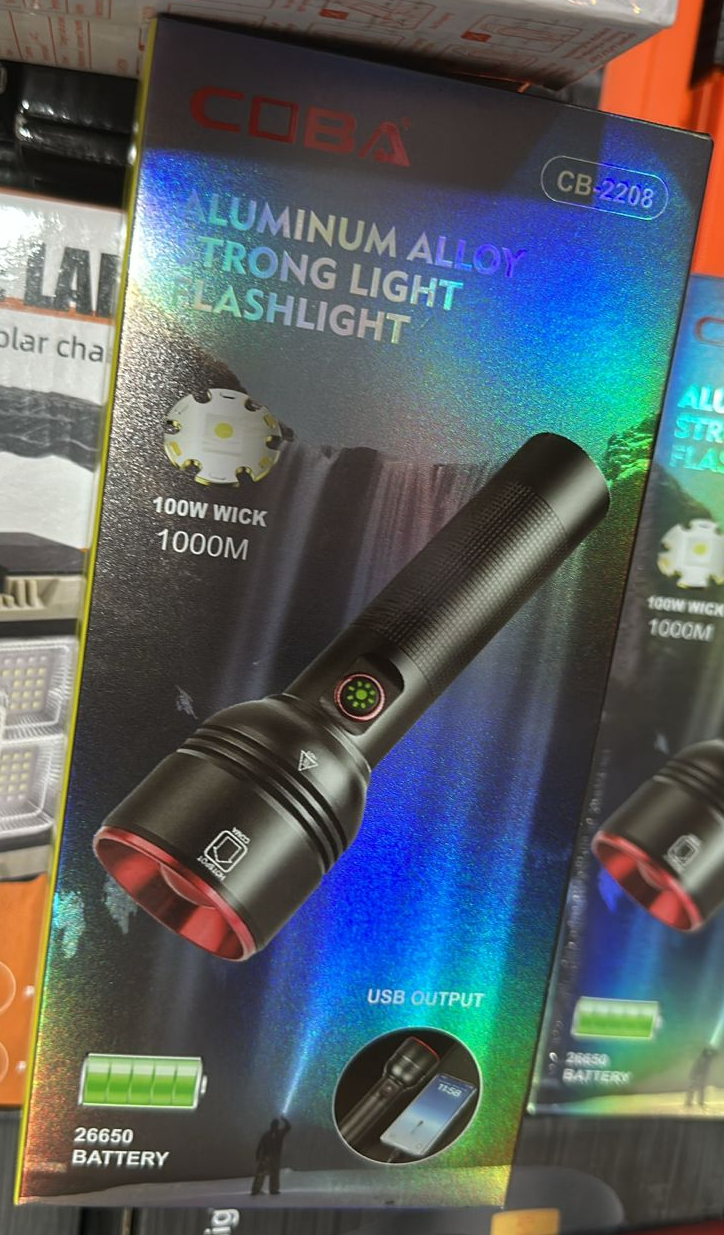 CB2208 Aluminium Alloy Flashlight 1000w Wick with 26650 Battery Strong, Durable Light with Low Battery Alert & Power Indicator - Image 3