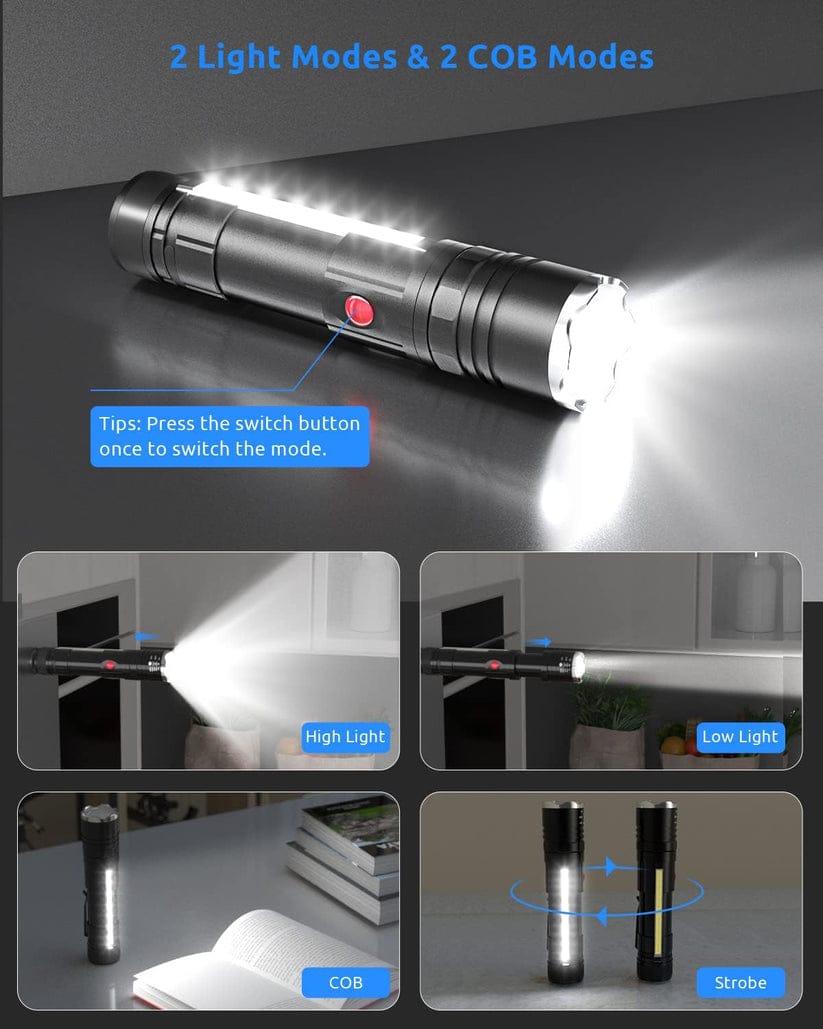 P50 super light rechargeable flashlight - Super bright Led Light - zoomable Rechargeable torch 3 mode - Image 3