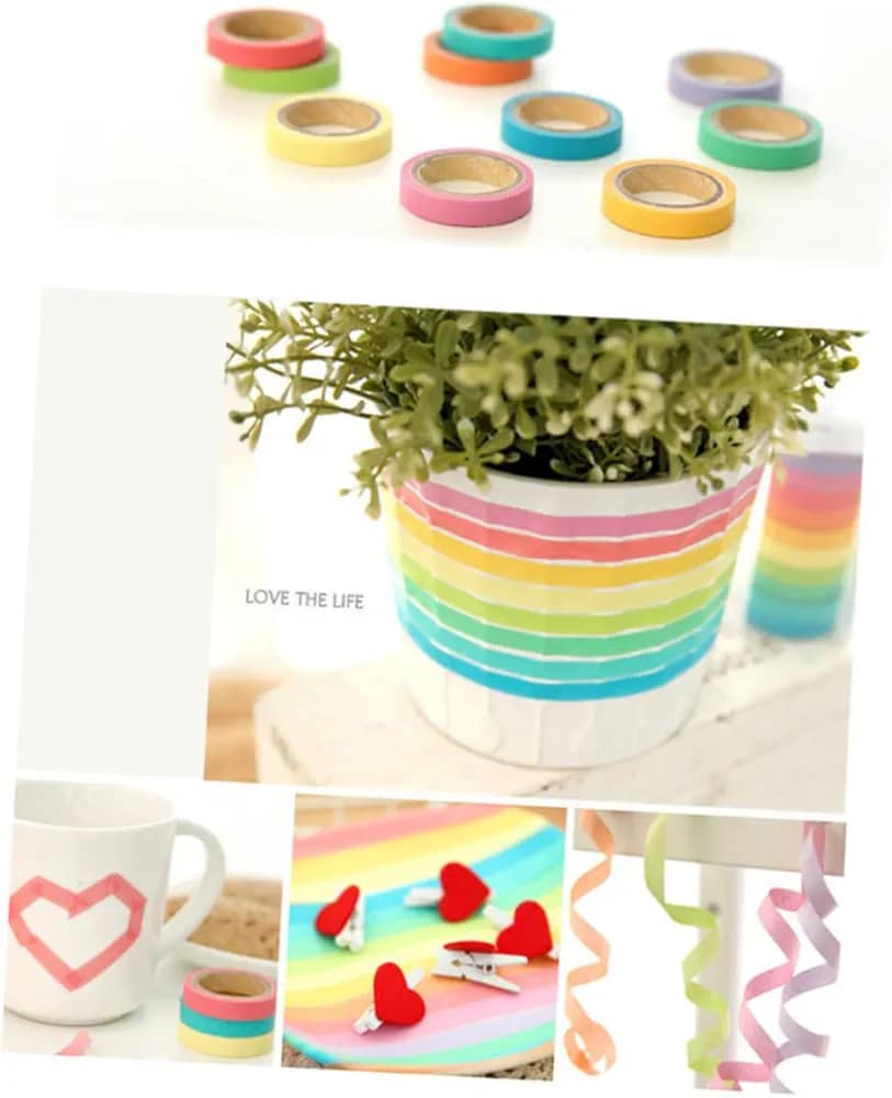 10 Rolls Chic Washi Tape Colorful Rainbow Design Removable Decorative Tape for DIY Stationery Wrapping Photo Album (Random Color) - Image 5
